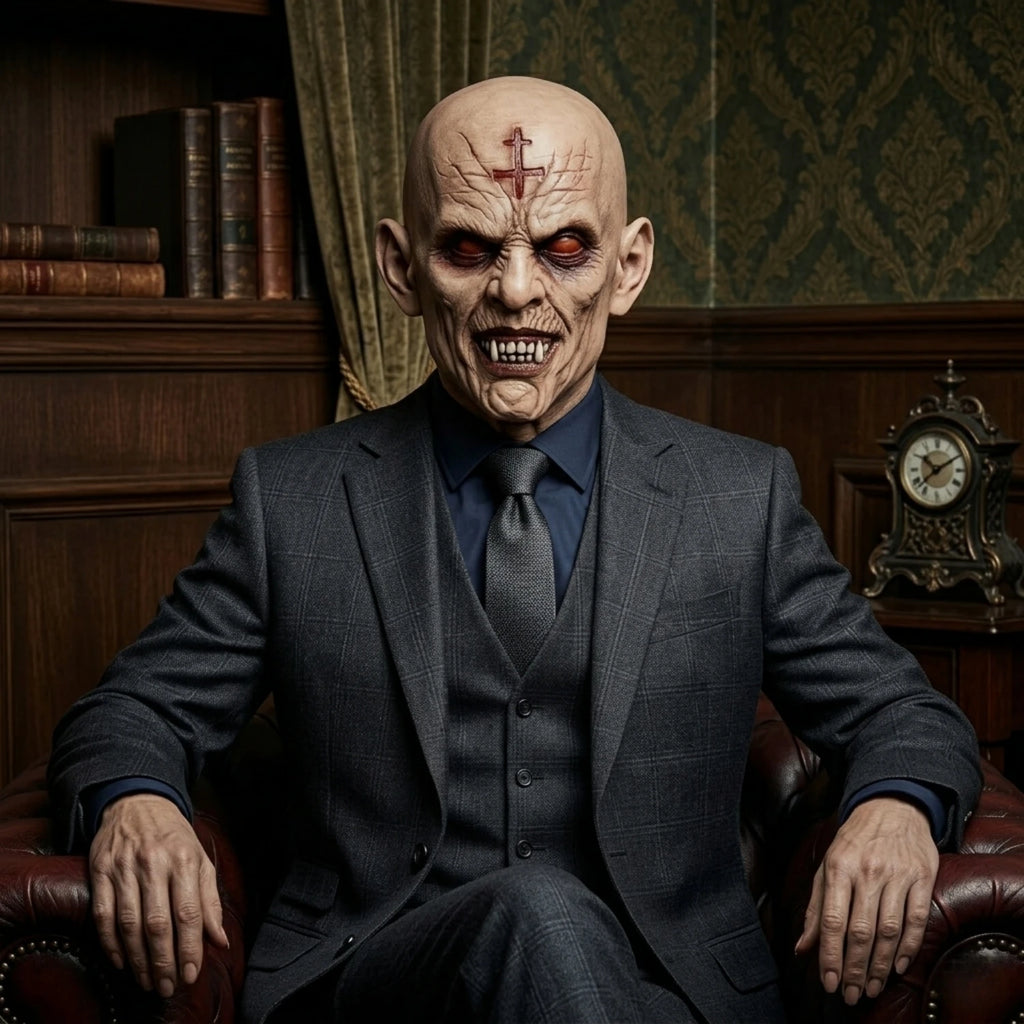 Scary Bald Zombie Mask with Cross Mark Horror Latex Full Head Mask for Halloween Party Costume Cosplay Prop