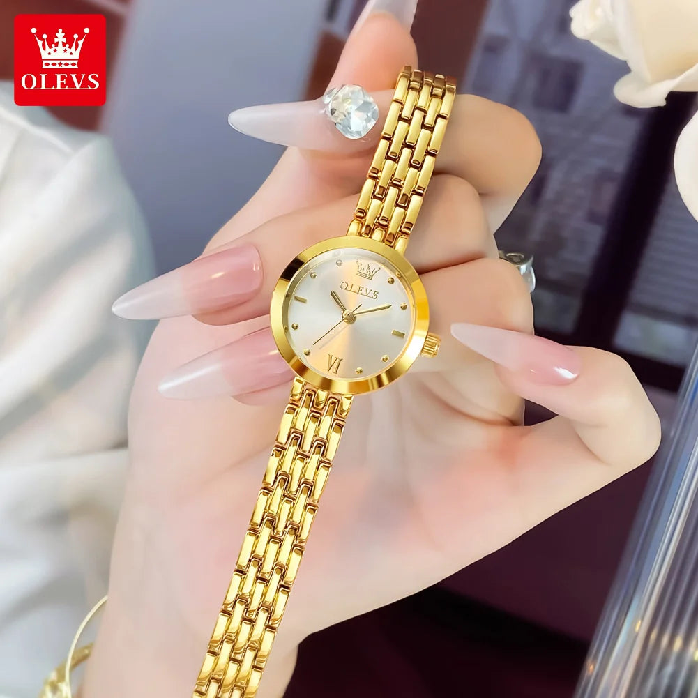 Relojes de lujo para mujer OLEVS 9992, elegante reloj dorado de lujo para mujer, reloj de pulsera de cuarzo resistente al agua, Relojes Para Mujer