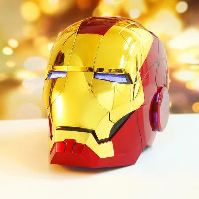 Casco de Iron Man MK5 Negro y Dorado, Los Vengadores, Escala 1/1, Casco Transformable con Activación por Voz, Colección Eléctrica Decorativa para Regalo