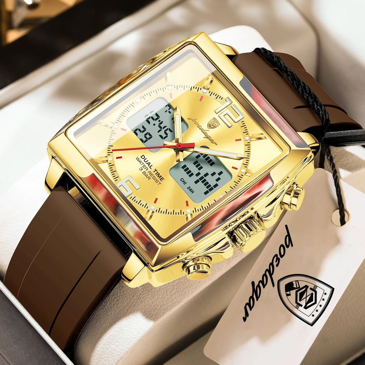 Reloj casual para hombre POEDAGAR, deportivo, electrónico, LED, con alarma, cuarzo, cronógrafo, fecha, semana y hora dual, reloj digital para hombre