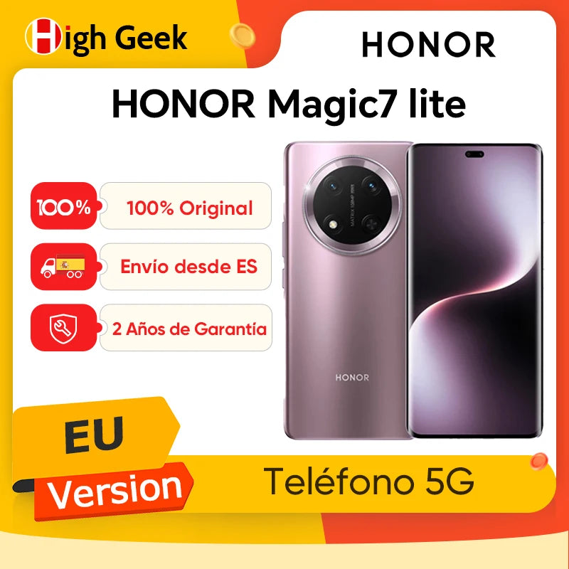 Versión UE Honor Magic7 Lite pantalla AMOLED de 6.78 pulgadas, cámara principal de 108MP, 6600mAh, Snapdragon 6 Gen 1, Honor Magic 7 Lite