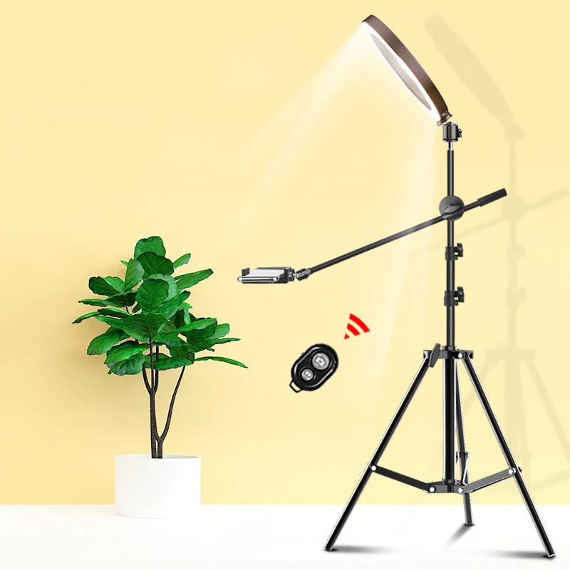 Aro de Luz LED de 26CM para Fotografía y Video, Iluminación Circular, Lámpara para Selfies, Teléfono, Cámara, Estudio Fotográfico, con Trípode y Soporte para Teléfono