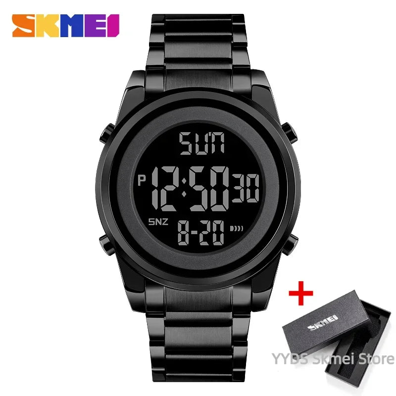 Reloj digital deportivo SKMEI de lujo para hombre, resistente al agua, de acero inoxidable, reloj de pulsera electrónico para caballero, modelo 1611