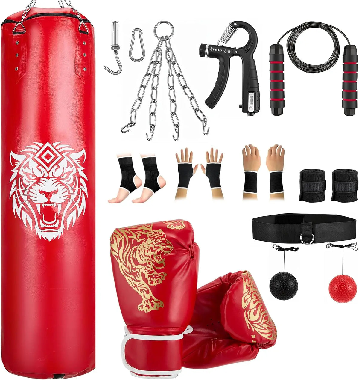 Saco de Boxeo para Adultos, Saco de Boxeo Pesado de PU de 4 pies con Guantes de 12 oz para Entrenamiento de MMA, Muay Thai, Kickboxing, Gimnasio en Casa, Artes Marciales