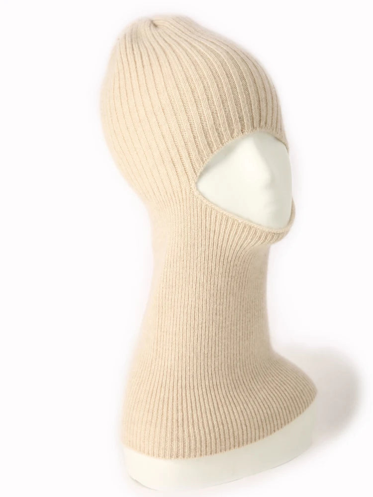 100% pasamontañas de punto de cachemira pura, bufanda, sombreros elegantes, gorros para mujeres y hombres, capucha de invierno, gorros cálidos para el cuello, Unisex