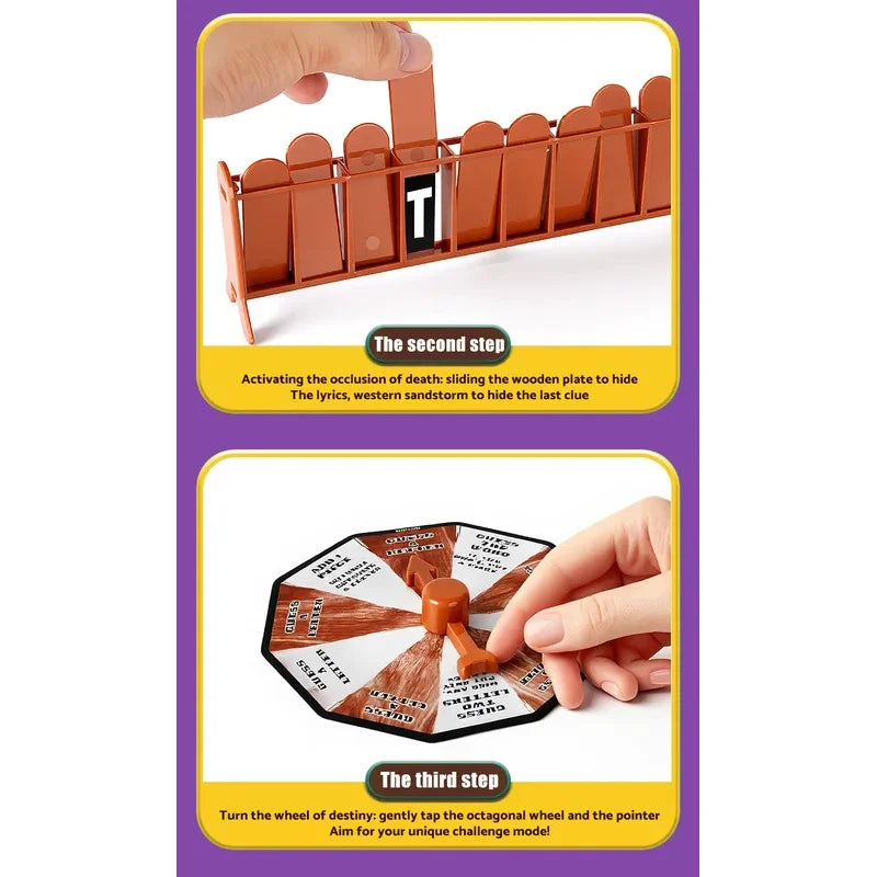 Nuevo juego de adivinación de excepto misterioso magnético de vaquero, juego de palabras de mesa de colapso de Gallows, juego de fiesta familiar, juguete de Navidad