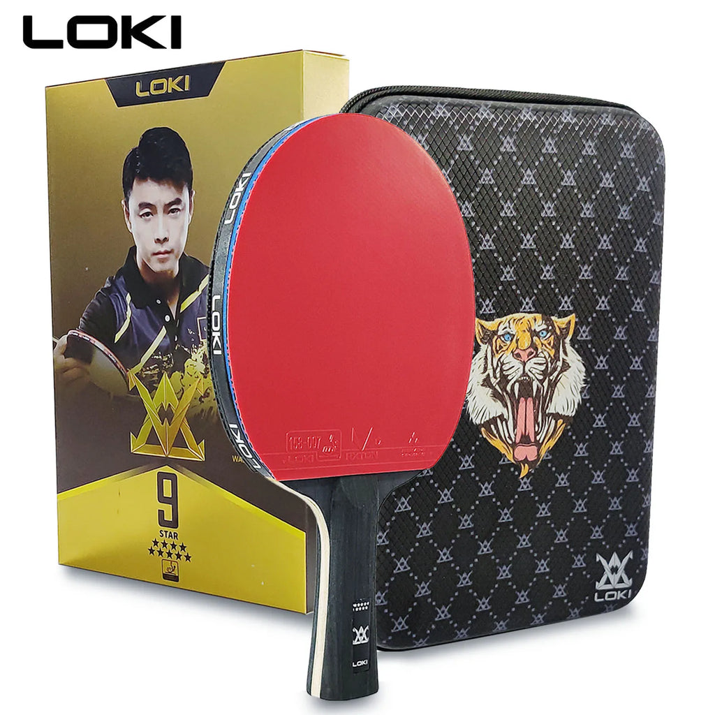 Raqueta de Tenis de Mesa LOKI 9 Estrellas, Raqueta de Ping Pong Aprobada por la ITTF, Paleta Ligera de Carbono con Goma Adhesiva RXTON 5