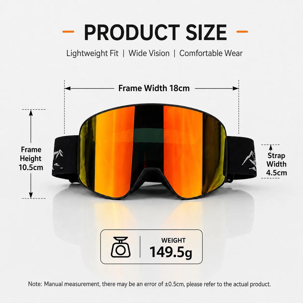 Gafas de esquí antivaho con protección UV400, gafas para snowboard, gafas de esquí resistentes al viento para deportes de invierno, gafas para esquí para hombres y mujeres.