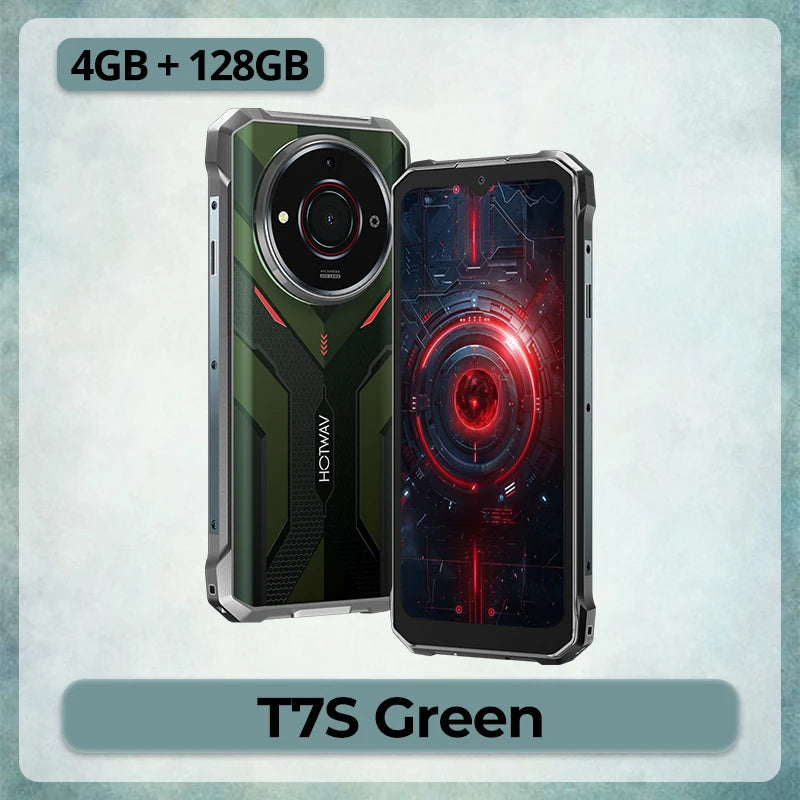 Smartphone HOTWAV T7S ultradelgado, resistente al agua y a los golpes, batería de 6280 mAh, pantalla HD+ de 6.52'', 4 GB de RAM, 128 GB de ROM, cámara de 21 MP + 8 MP, Android 13, procesador octa-core, ligero, celular 4G global