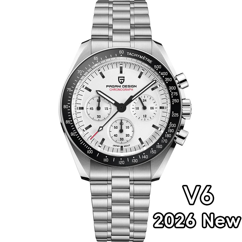 PAGANI DESIGN 2026 Nuevos Relojes de Hombre Reloj de Cuarzo de Lujo Superior para Hombres Cronógrafo de Velocidad con Fecha Automática Reloj de Pulsera con Espejo de Zafiro AR