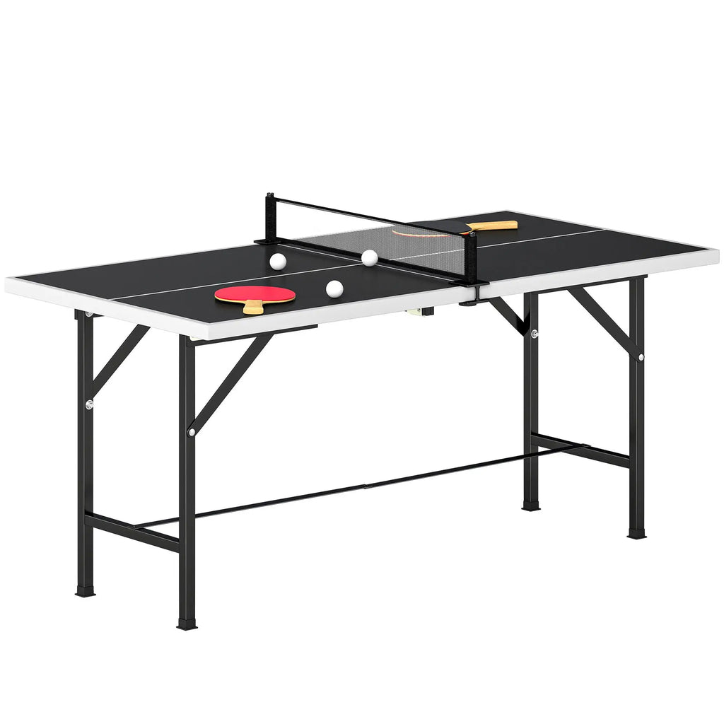 Mesa de tenis de mesa plegable de 150 cm con red, 2 raquetas y 3 pelotas, resistente al agua, 19 kg.