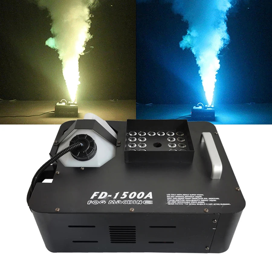Máquina de humo antiniebla de 1500W, DMX, RGB, 24LED, efecto de luz de escenario, pulverizador Vertical remoto