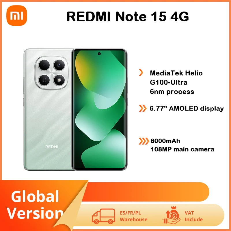 Xiaomi Redmi Note 15 4g Nfc Global Version 6.77 " Amoled Mediatek Helio G100 Ultra 108Mp Camera Ip66