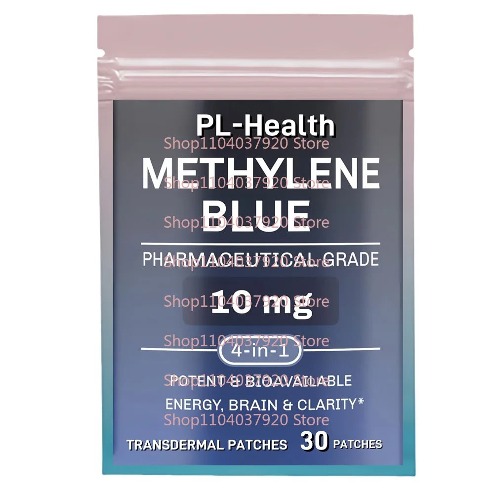 30 parches Parches transdermicos azul metileno con vitamina C, B6 y B12 Apoya energía, cerebro y enfoque