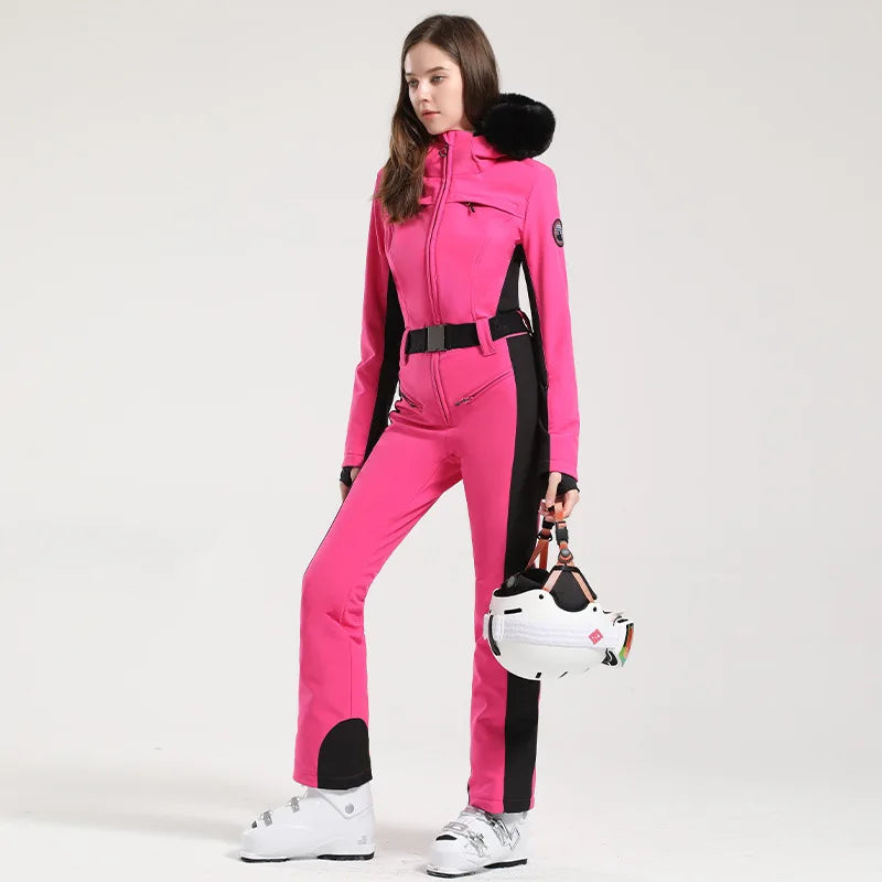 Traje de esquí de una pieza para mujer, monos gruesos de Snowboard para mujer, ropa transpirable impermeable a prueba de viento para invierno, esquí