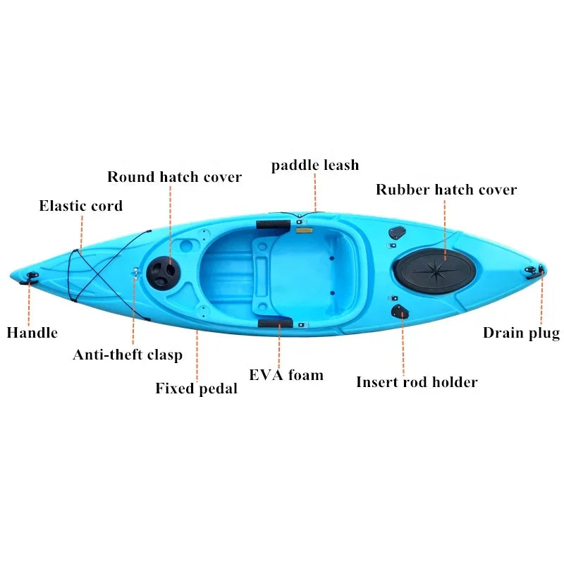 Kayak de Pesca Oceánica Económico de 3.08M (10 pies) Rotomoldeado, Canoa Individual con Remo