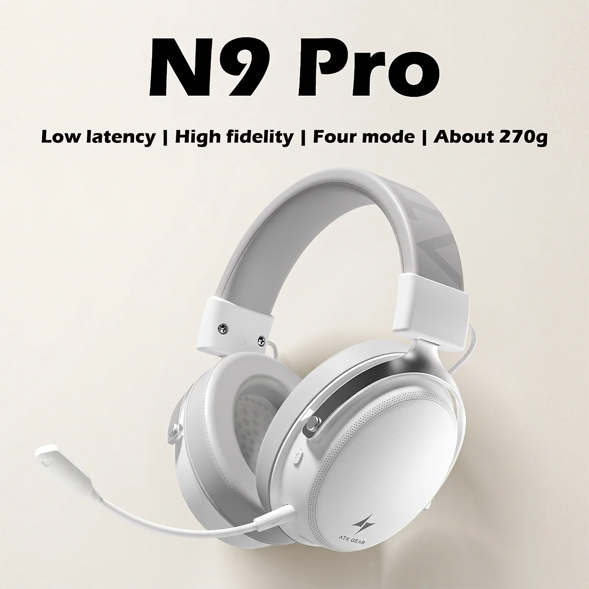 Auriculares para eSports ATK N9 Pro/Ultra con micrófono, baja latencia, cuatro modos inalámbricos, auriculares ligeros para juegos con reducción de ruido, 2.4GHz