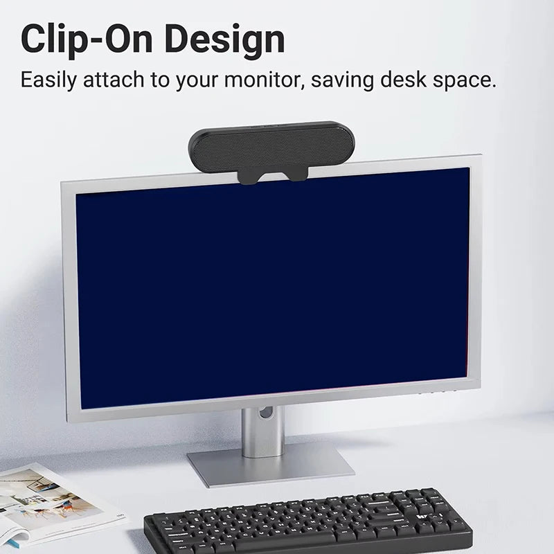 Mini Barra de Sonido Portátil con Clip, USB, Cableada, para Computadora, TV, PC, Laptop, Escritorio, Subwoofer, Caja de Sonido, Música, Caixa De Som, Bocina, Coluna