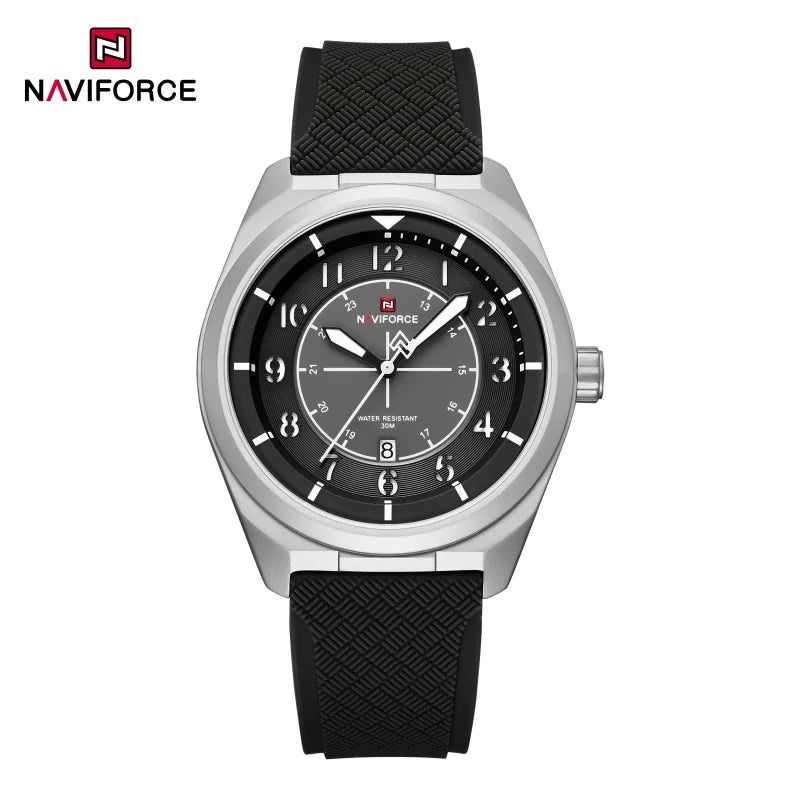 Reloj deportivo táctico militar NAVIFORCE para hombre, con correa de silicona luminosa, movimiento de cuarzo, resistente al agua 3ATM y caja de aleación de zinc