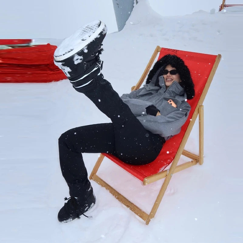 Traje de esquí de una pieza para mujer, con capucha y detalles de piel sintética, cinturón, corte ajustado, resistente al viento, ideal para esquí de invierno, snowboard y actividades al aire libre.