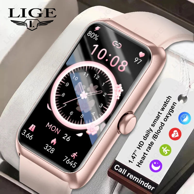 LIGE Nuevo Reloj Inteligente de Moda para Mujer con Recordatorio de Llamadas, Oxígeno en Sangre, Esfera Personalizada DIY, Pulsera Deportiva Impermeable, Reloj Inteligente para Hombre y Mujer