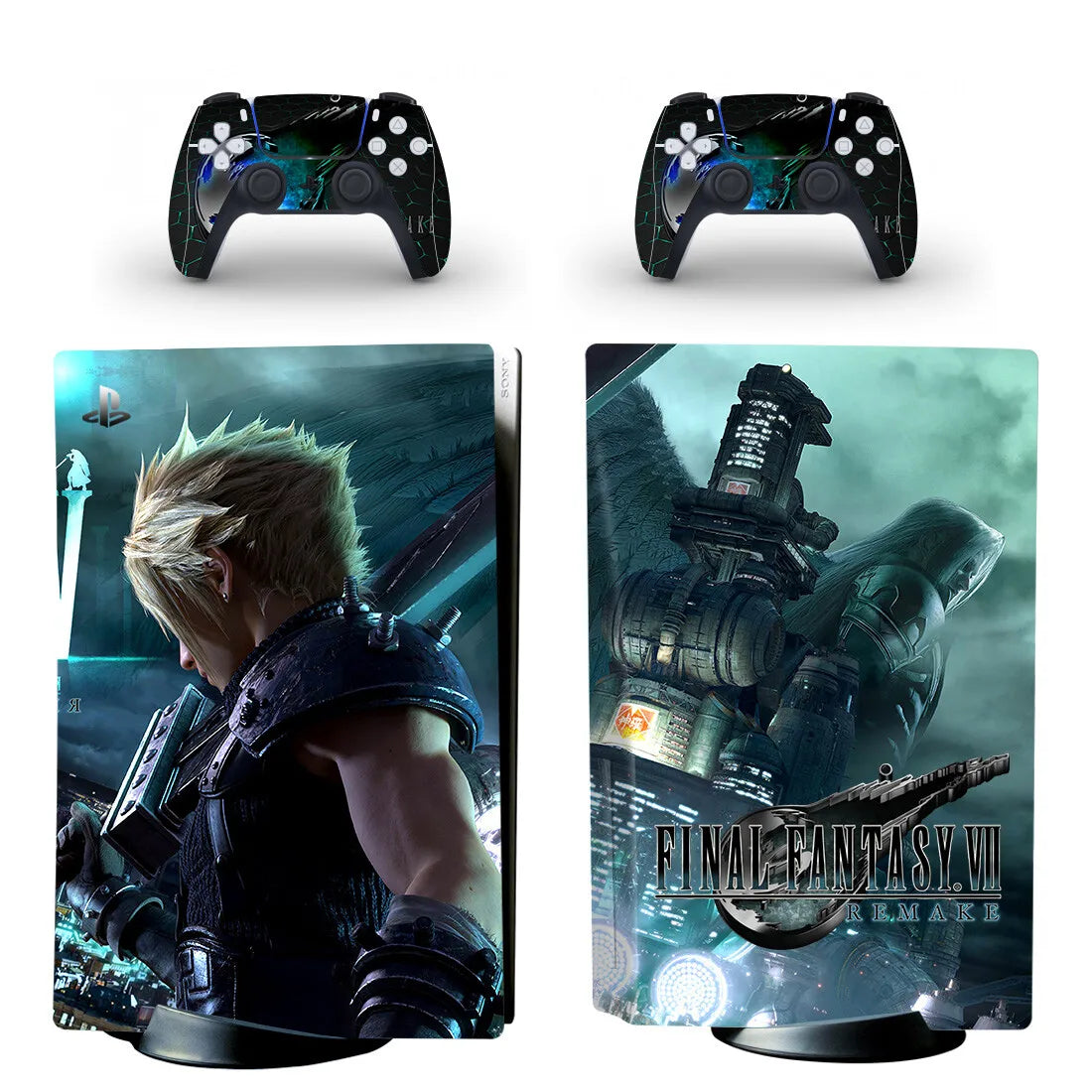 Adhesivo protector de vinilo para consola PS5 y 2 mandos, diseño de Final Fantasy (versión disco)