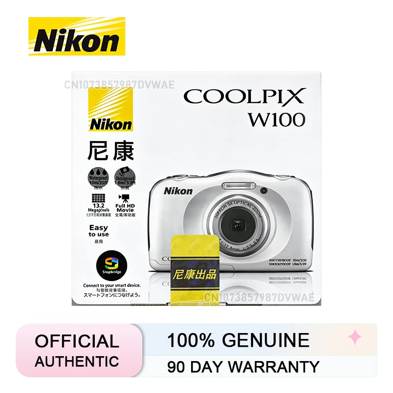 【Original】Cámara digital Nikon COOLPIX W100 con pantalla LCD de 2,7 pulgadas Full HD 1080P, cámara digital portátil