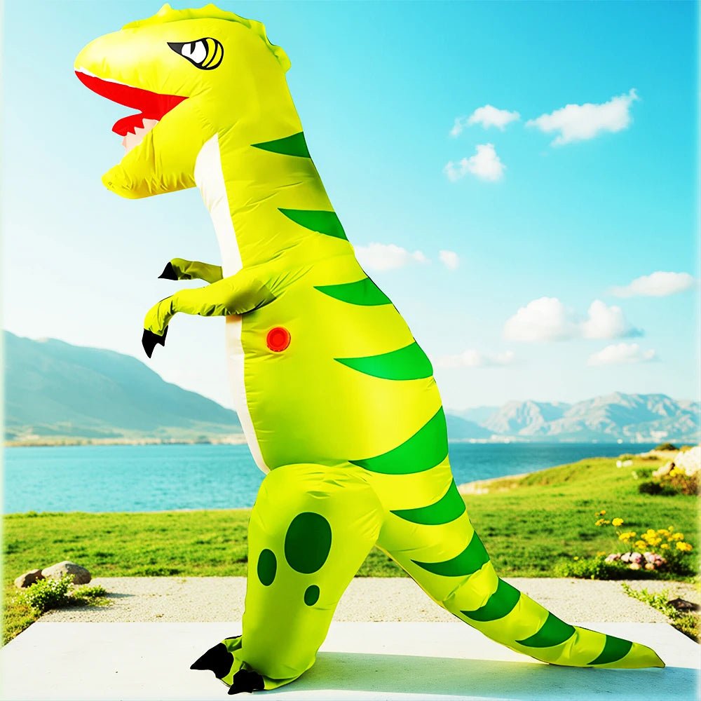 Disfraz Inflable Divertido de Mascota de Dibujos Animados, Raptor, Dinosaurio, para Purim, Halloween, Navidad, Disfraz de Cosplay para Adultos, Traje de Anime