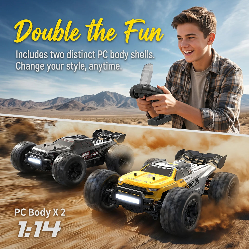 HYPER GO MJX 14207 Coche RC 1/14 de alta velocidad 60KM/H, coche de carreras a la deriva 4WD profesional con control remoto 2.4G, coche todoterreno con motor de escobillas, Monster Truck, juguete de regalo para adultos