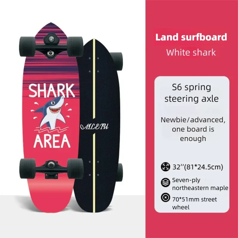 Patineta de Surf de 32 Pulgadas, Modelo S6, con Ejes de Resorte, Tabla de Madera de Arce de 7 Capas, Ruedas de PU HR80A, Completa, para Principiantes y Adultos, para Usar en la Calle