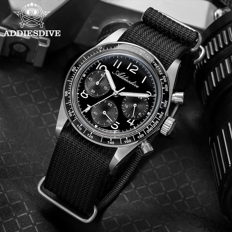 ADDIESDIVE Men  Japan VK63 Quartz Watch 200m Waterproof Watches Ceramic Bezel BGW9 Luminous Fashion Men 2025 High Luxury  Watch