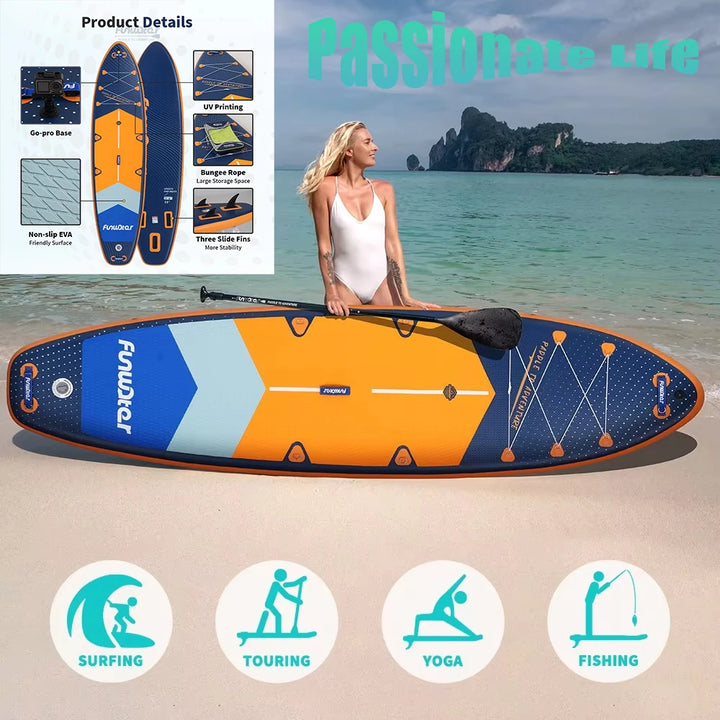 Tabla de Paddle Inflable Ultraligera Funwater SUPFW43B 350*90*15, para Entretenimiento, Yoga, Pesca, Surf para Adultos, Antideslizante