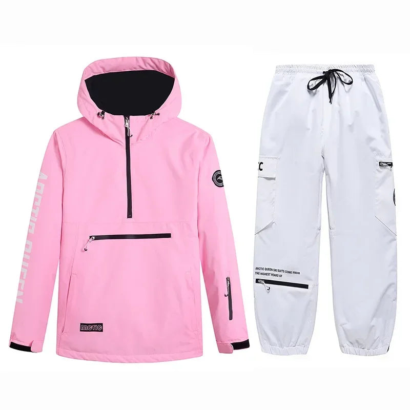 Conjuntos de Trajes de Nieve para Hombre y Mujer, Ropa de Snowboard, Ropa de Invierno para Exteriores, Sudadera con Capucha, Traje Impermeable, Chaqueta de Esquí + Pantalones