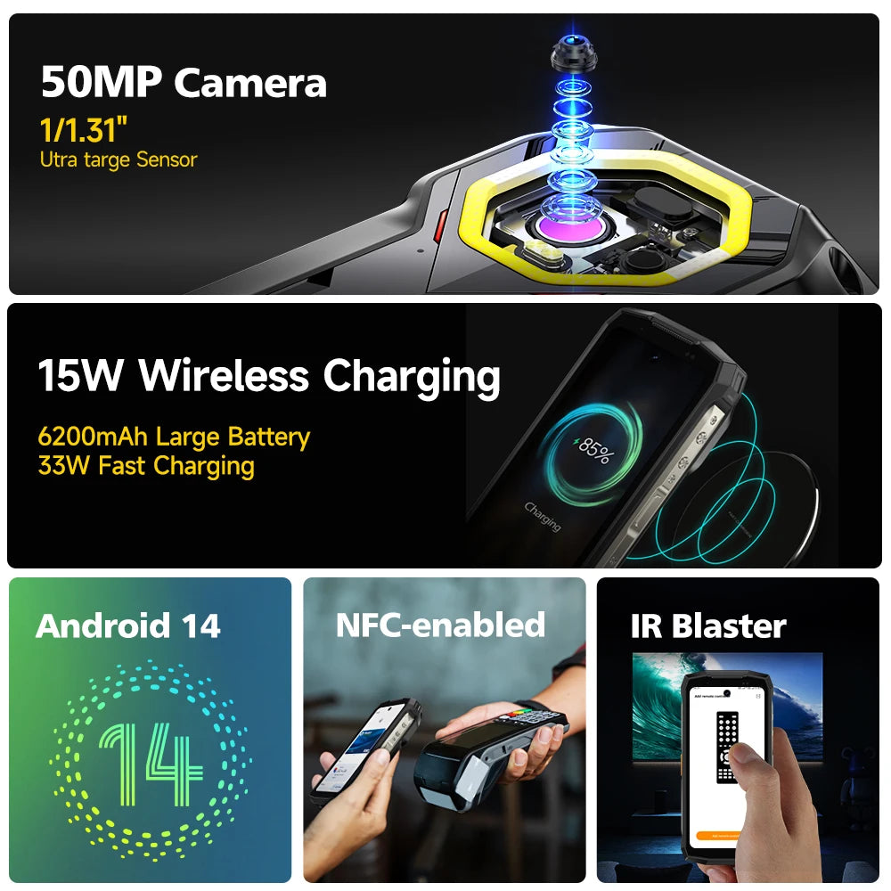 Ulefone Armor Mini 20T Pro 5G TÉRMICO Teléfono robusto de 4.7" Smartphone Android 14 256GB ROM Teléfono móvil con cámara térmica