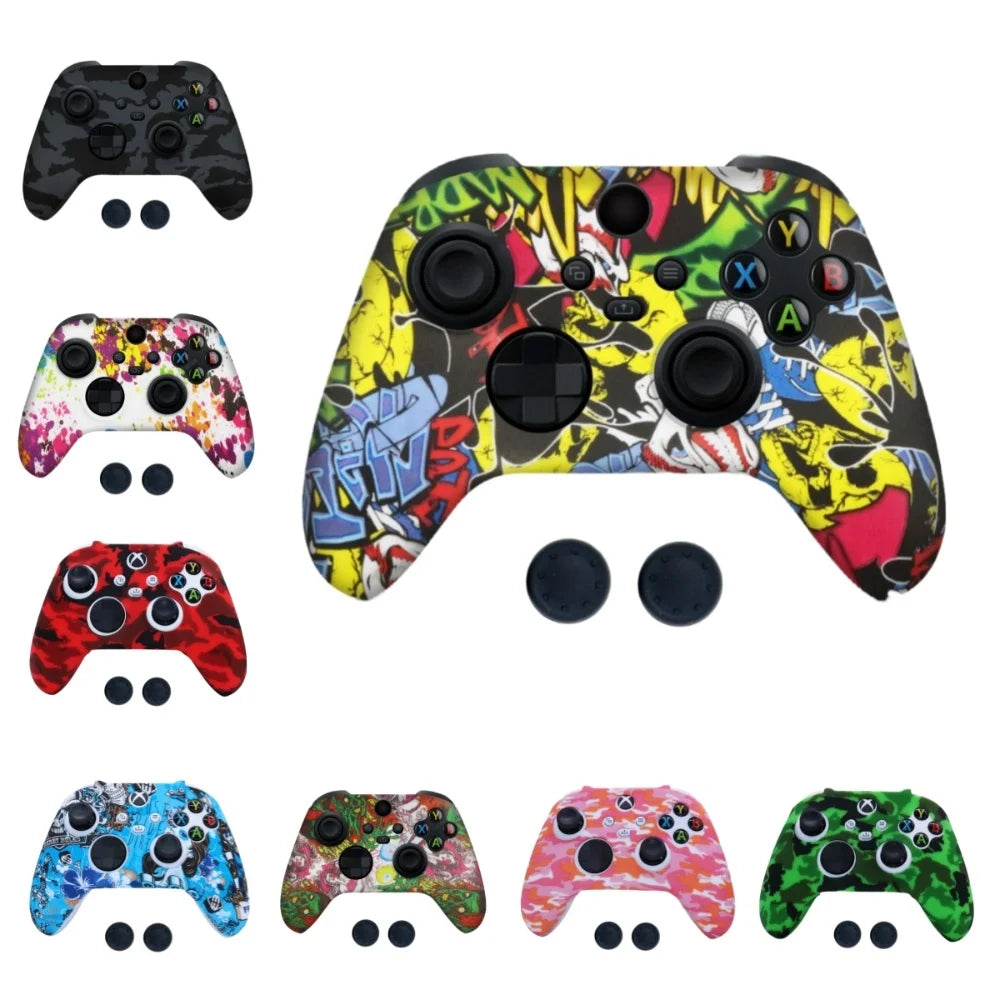 Funda Protectora de Silicona Suave Antideslizante y Antigolpes con Impresión por Transferencia de Agua para Controles de Xbox Series X/S