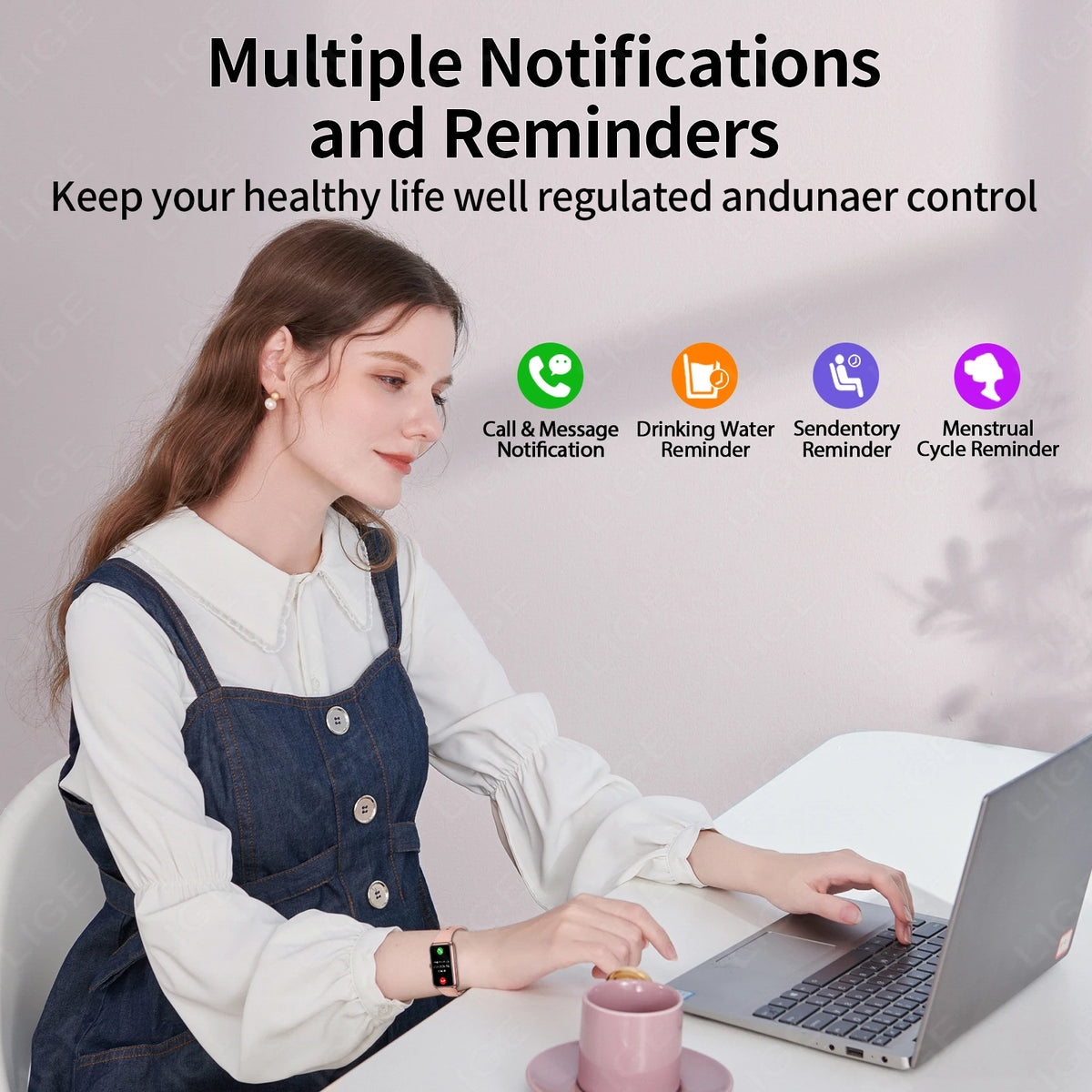 LIGE Nuevo Reloj Inteligente de Moda para Mujer con Recordatorio de Llamadas, Oxígeno en Sangre, Esfera Personalizada DIY, Pulsera Deportiva Impermeable, Reloj Inteligente para Hombre y Mujer