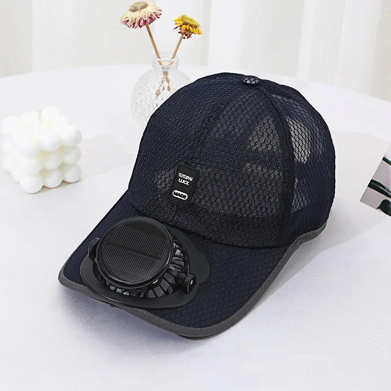 Gorra de béisbol con ventilador solar recargable por USB, gorra de malla con protección solar para verano, ideal para pesca, camping y deportes al aire libre