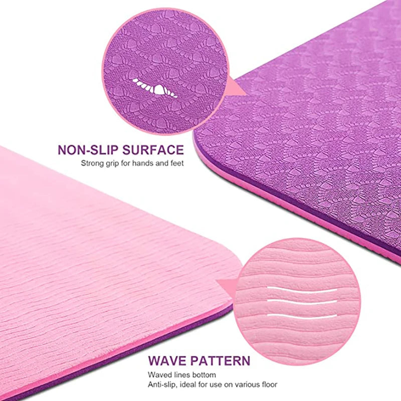 Esterilla de Yoga de TPE con línea de posición, almohadilla de ejercicio deportiva de doble capa antideslizante de 6mm para principiantes, gimnasio en casa, Fitness, gimnasia y Pilates