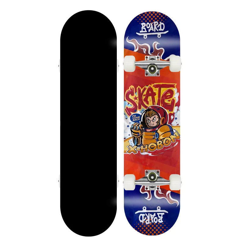 Patineta Completa para Trucos de Doble Patada, Madera de Arce, 4 Ruedas, Impresión por Transferencia de Calor, para Principiantes, Adultos y Niños