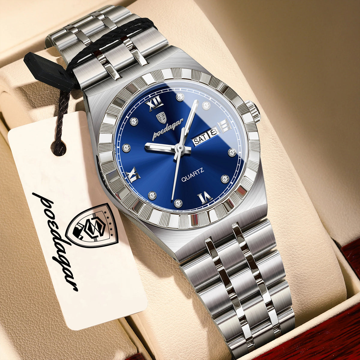 Reloj original y elegante para mujer POEDAGAR, luminoso, resistente al agua, con fecha y día de la semana, reloj de cuarzo para mujer de acero inoxidable a la moda