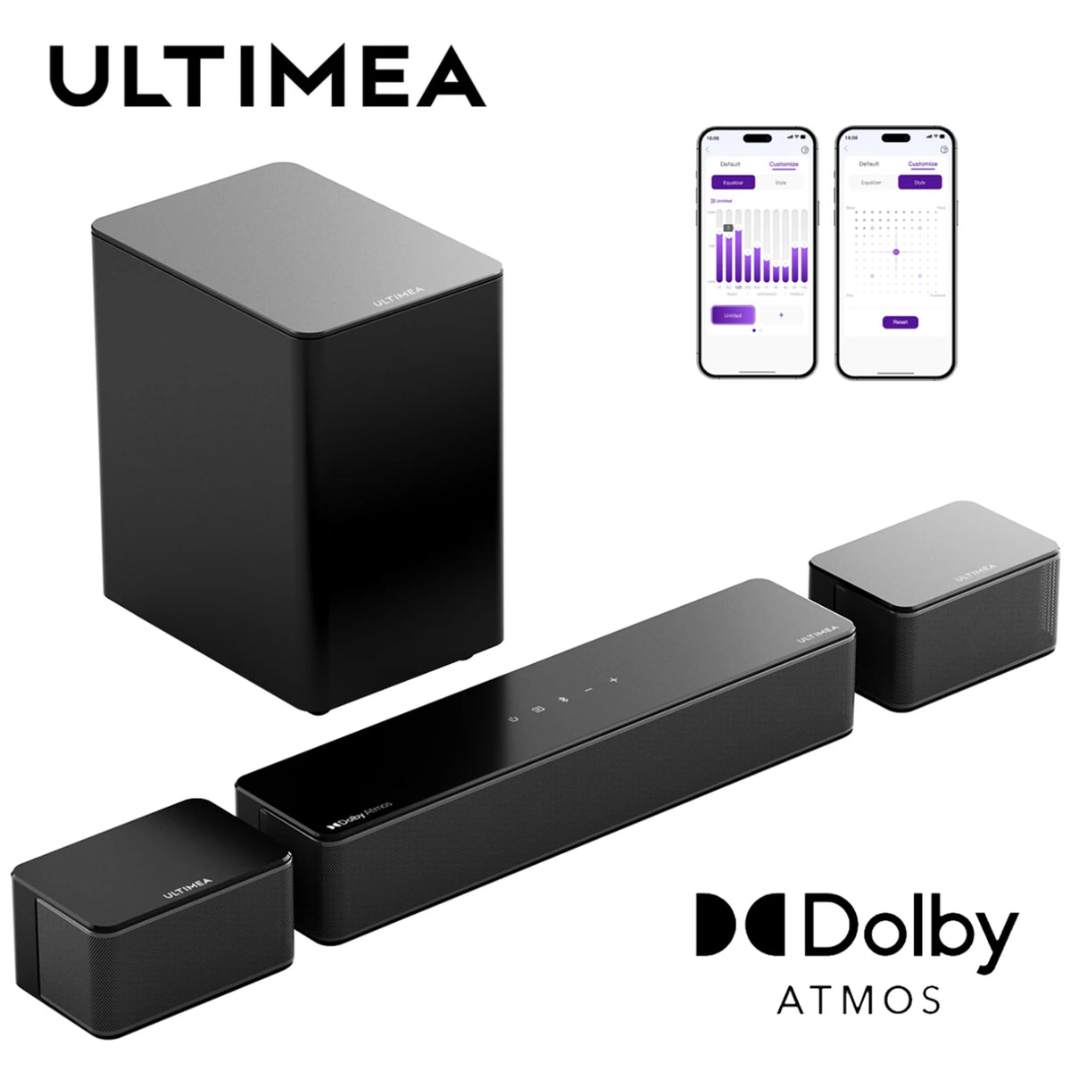 Barra de sonido ULTIMEA 5.1 con Dolby Atmos, sistema envolvente 3D para TV con subwoofer inalámbrico, control por aplicación, TV