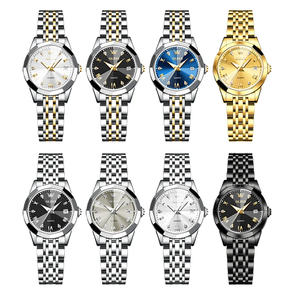 Reloj OLEVS 9931 para mujer, moda elegante, marca de lujo, reloj de cuarzo original para dama, resistente al agua, acero inoxidable, luminoso con fecha