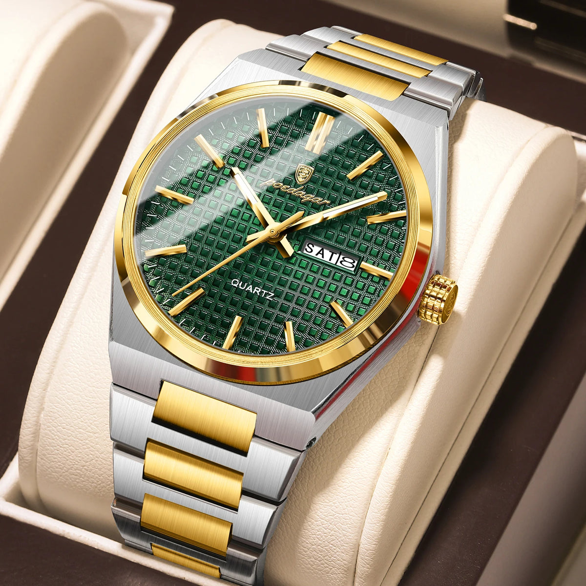 Reloj de pulsera para hombre de la marca de lujo POEDAGAR, resistente al agua, luminoso, de acero inoxidable, con fecha y día, reloj de cuarzo para negocios