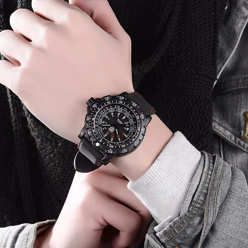 Reloj de cuarzo para hombre ADDIESDIVE para deportes al aire libre, con tubo luminoso, resistente al agua 50M, correa de silicona negra