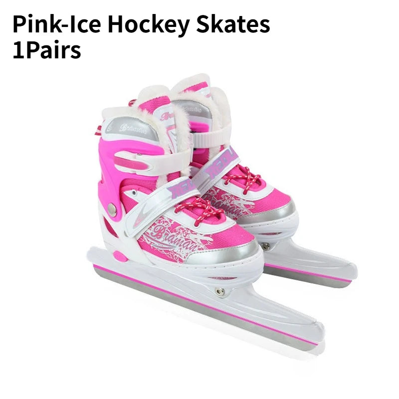 Patines de hockey sobre hielo ajustables para niños y adultos, patines de velocidad para pista corta, forro polar grueso, carcasa rígida anticolisión
