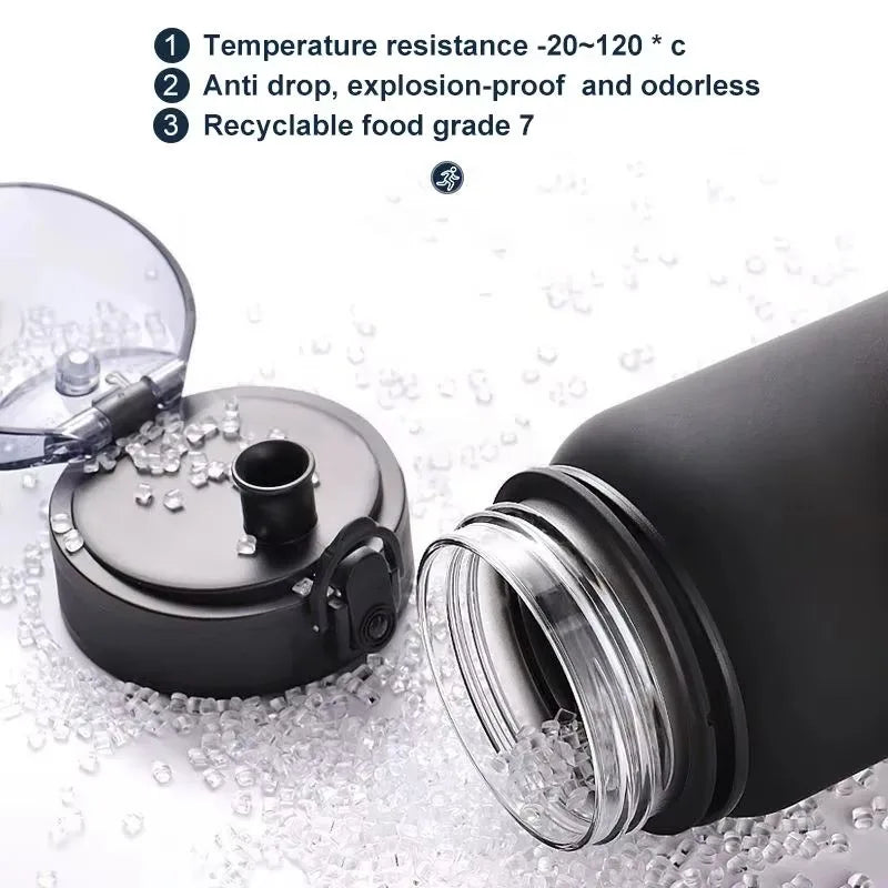 Botella de agua deportiva de gran capacidad de 1 litro, vaso de plástico de Color degradado, artículos para bebidas, viajes en la playa al aire libre, jarras portátiles para gimnasio y Fitness