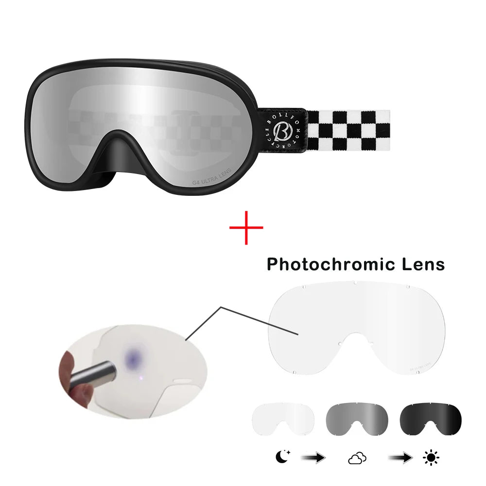 BOLLFO-gafas fotocromáticas Vintage para motocicleta, equipo de equitación para Motocross, UV400, antiniebla, para esquí, moto de nieve y Snowboard