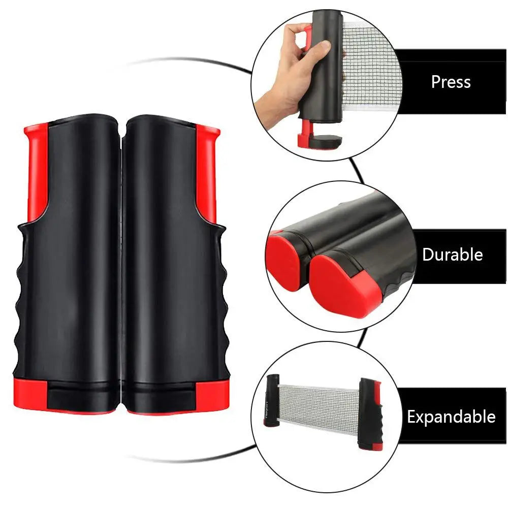 Red de ping-pong retráctil con estructura, bolsa de transporte, diseño de fácil montaje, juego de tenis de mesa con accesorios completos, ligero.