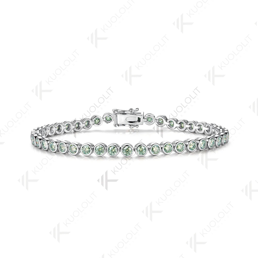 Kuololit-pulsera de tenis de moissanita cian champán para mujer, pulsera de oro blanco sólido 14K 10K 585 para compromiso, regalo de Navidad