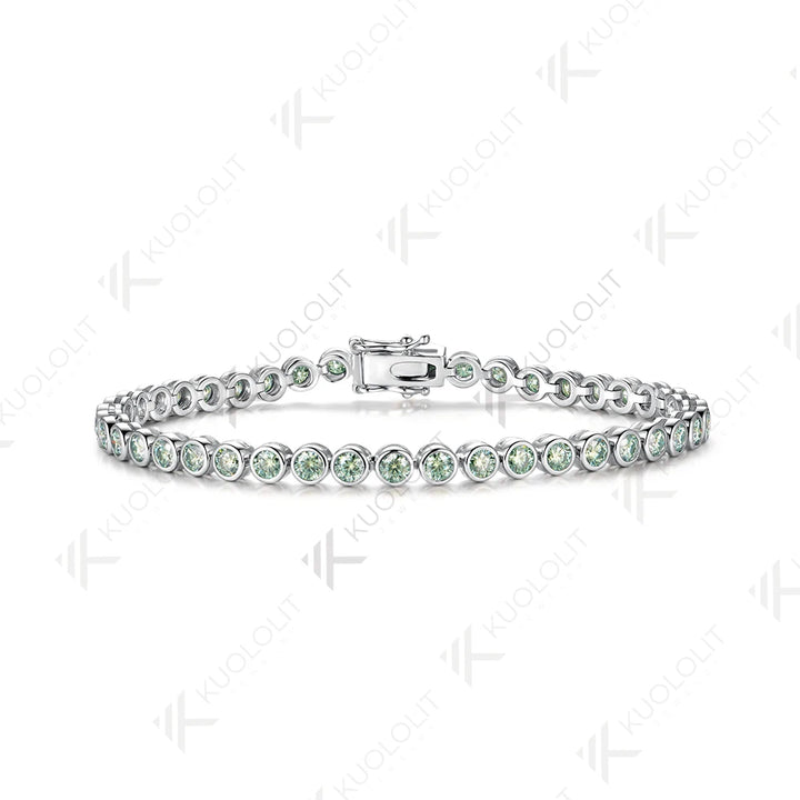 Kuololit-pulsera de tenis de moissanita cian champán para mujer, pulsera de oro blanco sólido 14K 10K 585 para compromiso, regalo de Navidad